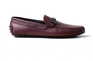 Tod’s Burgundy Leather Driving Loafer with Buckle