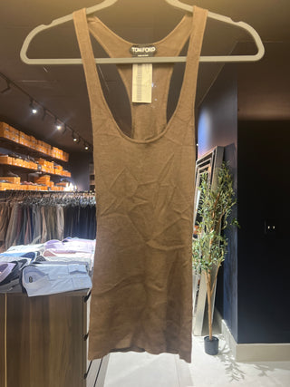 Tom Ford Textured Knit Racerback Tank Top Brown