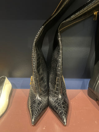 Tom Ford Crocodile-Embossed Leather Pointed-Toe Stiletto Boots