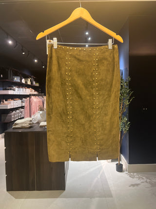 Tom Ford Green Suede Studded Pencil Skirt