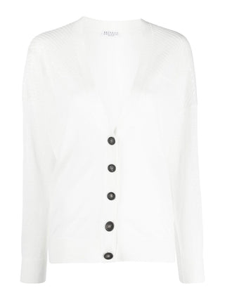Brunello Cucinelli Fine-Knit V-Neck Button-Front Cardigan