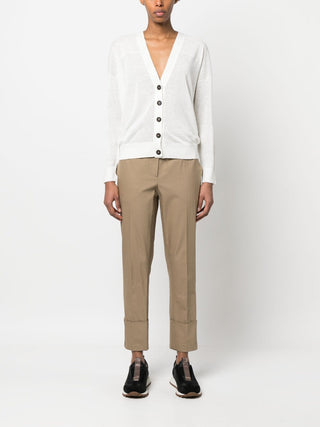 Brunello Cucinelli Fine-Knit V-Neck Button-Front Cardigan