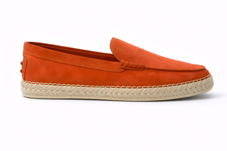 Tods Suede Espadrille Loafers in Orange