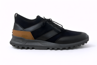 Tods Mixed-Material Lace-Up Trainers with Contrast Heel