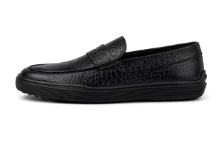 Tod’s Black Embossed Leather Penny Loafer