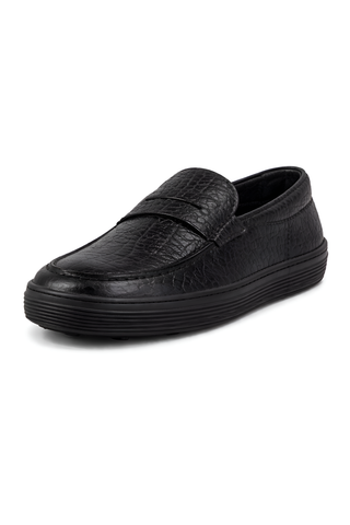 Tod’s Black Embossed Leather Penny Loafer