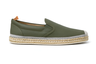 Tod’s Olive Leather Espadrille Slip-On