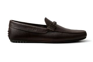 Tod’s Dark Brown Textured Leather Gommino Bit Driving Loafer
