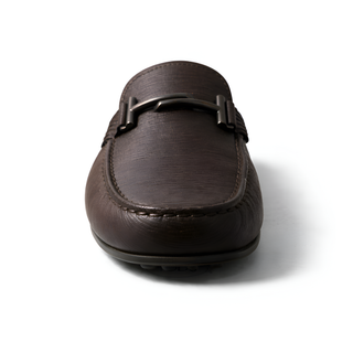 Tod’s Dark Brown Textured Leather Gommino Bit Driving Loafer