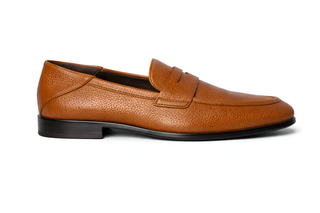 Tod's Grained Leather Brown Penny Loafer