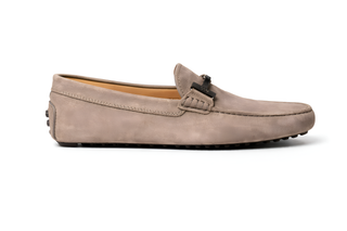 Tod’s Taupe Suede Gommino Bit Driving Loafer
