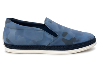 Tod’s Blue Camouflage Leather Slip-On Sneaker