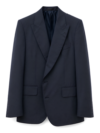 Tom Ford Refined Cotton Blend Two-Button Peak Lapel Blazer in Navy
