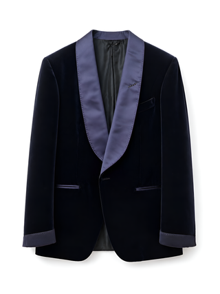 Tom Ford Deep Navy Velvet Satin Shawl Collar Shelton Tuxedo Jacket