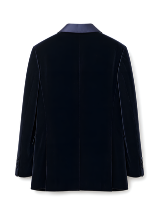Tom Ford Deep Navy Velvet Satin Shawl Collar Shelton Tuxedo Jacket