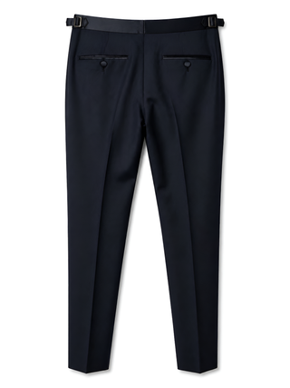 Tom Ford Navy Wool Tailored Trousers With Black Waistband