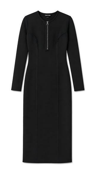 Tom Ford Black Zip-Front Midi Dress
