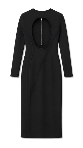 Tom Ford Black Zip-Front Midi Dress