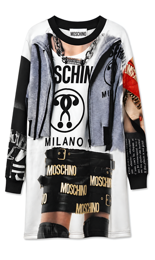 Moschino Black & White Graphic Print Dress