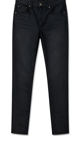 Saint Laurent Coated Black Skinny Five-Pocket Jeans