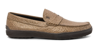Tod’s Taupe Textured Leather Penny Loafers
