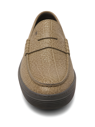 Tod’s Taupe Textured Leather Penny Loafers