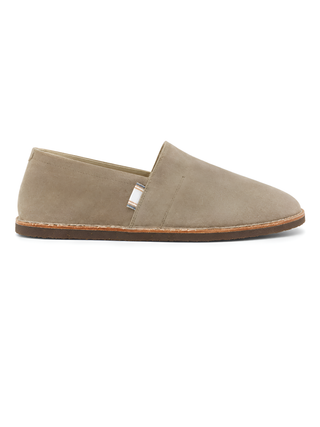 Brunello Cucinelli Taupe Suede Slip-On Shoes