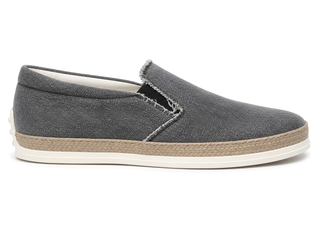 Tod’s Grey Denim Slip-On Espadrilles