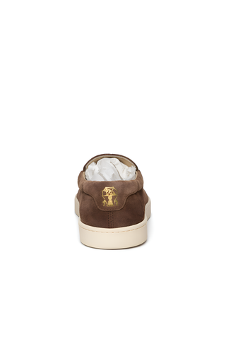 Brunello Cucinelli Men Suede Slip-On Sneakers in Brown