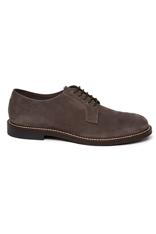 Brunello Cucinelli Mens Suede Derby Shoes in Brown