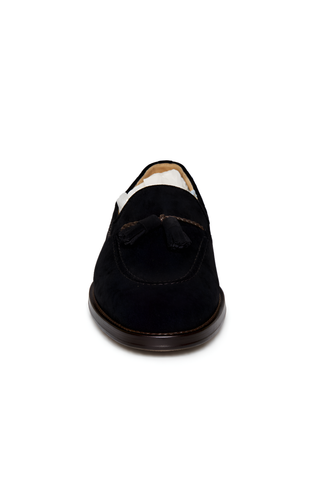 Brunello Cucinelli Mens Suede Tassel Loafers in Black
