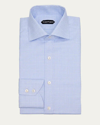 Tom Ford Cotton Light Blue Checkered Dress Shirt