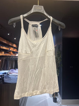 Tom Ford Lightweight Openwork-Trim Camisole Top Chalk