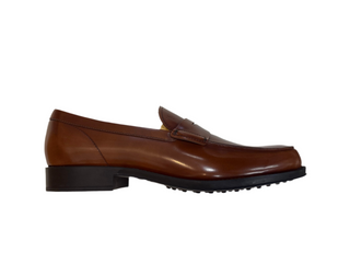 Tods Polished Leather Penny Loafers with Lug Sole