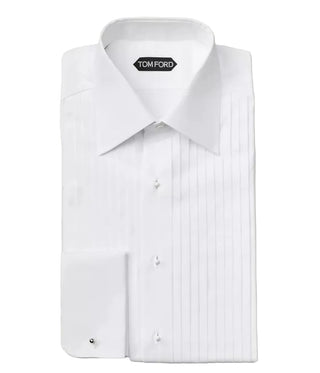 Tom Ford Cotton Pleated Point-Collar Tuxedo Shirt