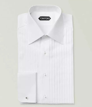 Tom Ford Cotton Pleated French Cuff Tuxedo Shirt