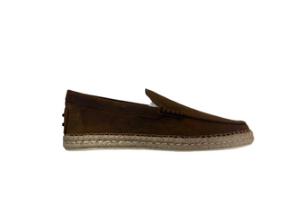 Tods Suede Espadrille Loafers Brown