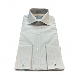 Tom Ford Light Grey 100% Cuff-Link Cotton Button Down Dress Shirt