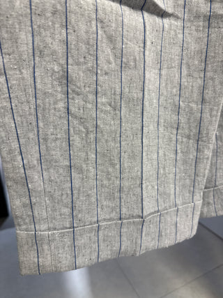 Brunello Cucinelli Linen Striped Pleated Cropped Trousers