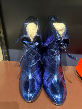 Tom Ford Metallic Leather Lace-Up Fold-Over Heeled Ankle Boots