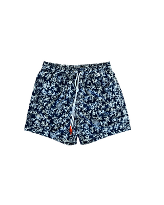 ISAIA Floral Print Drawstring Swim Trunks