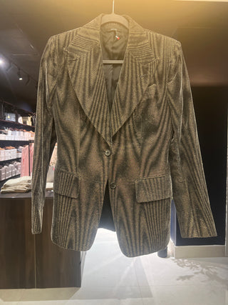 Tom Ford Velvet Gold Stripe Single-Breasted Blazer
