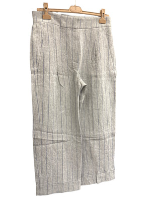 Brunello Cucinelli Linen Striped Pleated Cropped Trousers