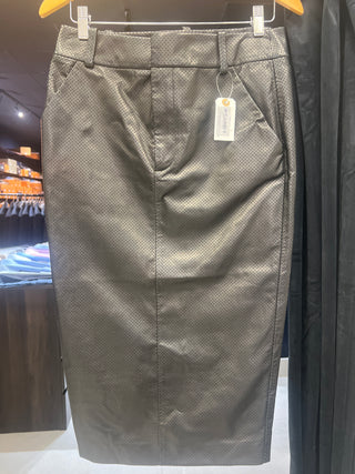 Tom Ford Black Perforated Leather High-Waist Pencil Skirt