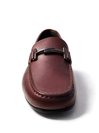 Tod’s Burgundy Leather Driving Loafer with Buckle