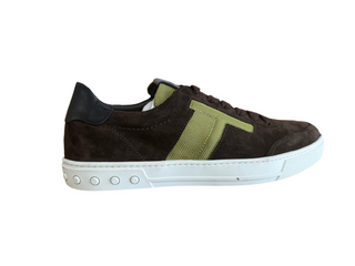 Tods Suede Low-Top Sneakers with Contrast Woven T-Logo