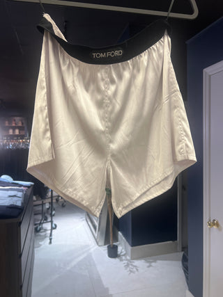 Tom Ford Satin Logo-Waistband Boxer Shorts Ivory