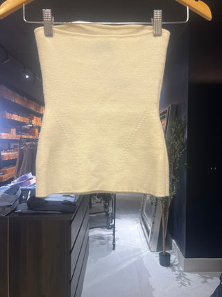Tom Ford Ribbed Knit Sculpted Bandeau Top Chalk
