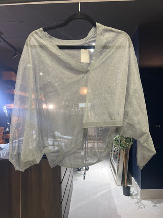 Tom Ford Metallic Sheer Draped V-Neck Top