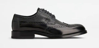 Tods Leather Brogued Wingtip Derby Shoes Black
